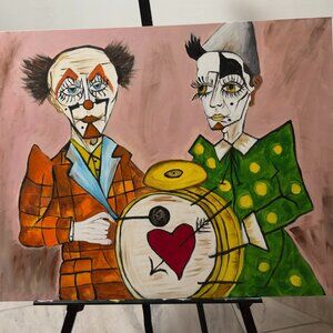 Original Acrylic Portrait Painting – “Behind the Painted Smiles”